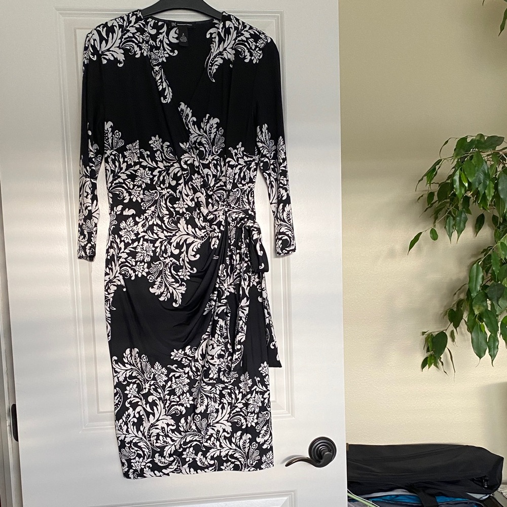 INC International Concepts Elegant Black and White Floral Dress
